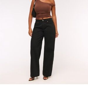 Abercrombie & Fitch Black Wide Leg Jeans - Short